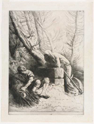 Śmierć i drwal, 1881. autorstwa Alphonse Legros