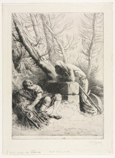Śmierć i drwal, 1881. autorstwa Alphonse Legros