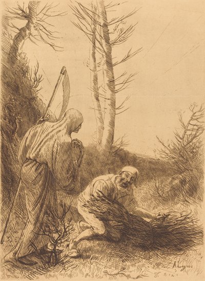 Śmierć i drwal, II płyta Le mort et le bucheron. autorstwa Alphonse Legros