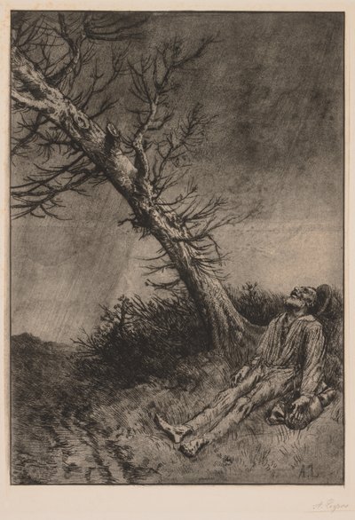 Śmierć Włóczęgi. autorstwa Alphonse Legros