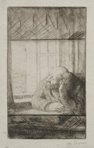 Wieczór przy Oknie. autorstwa Alphonse Legros