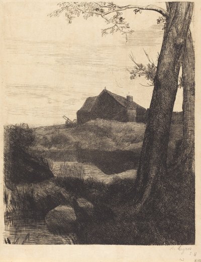 Farma z dużym drzewem autorstwa Alphonse Legros