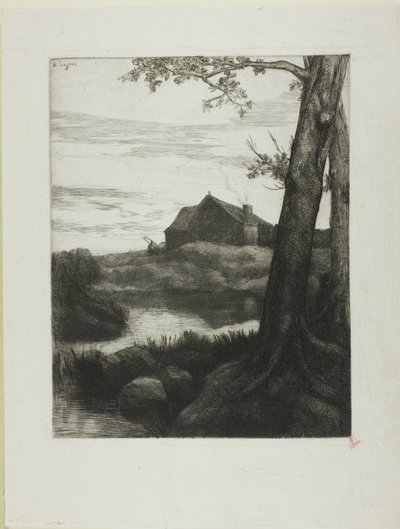 Farma z dużym drzewem autorstwa Alphonse Legros