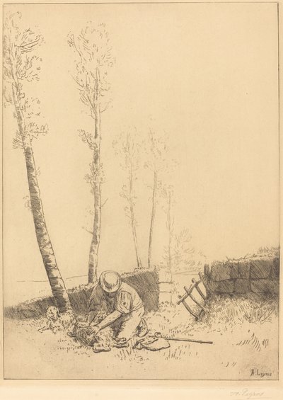Odnalezienie owcy (Le Mouton retrouve) autorstwa Alphonse Legros