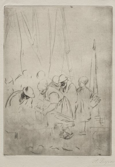 Rybacy na nabrzeżu w Boulogne autorstwa Alphonse Legros