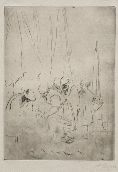 Rybacy na nabrzeżu w Boulogne. autorstwa Alphonse Legros