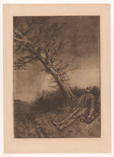 Martwy starzec pod drzewem Le mort du Vagabond autorstwa Alphonse Legros