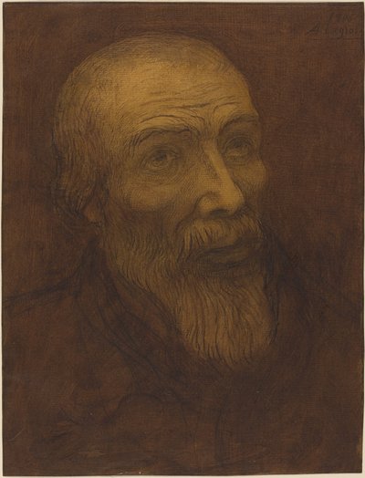 Głowa łysego mężczyzny z brodą, 1906. autorstwa Alphonse Legros