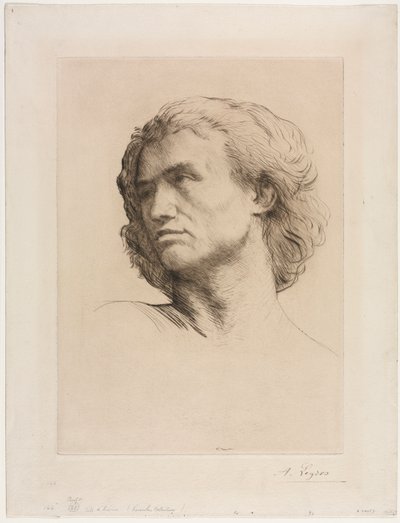 Głowa mężczyzny. autorstwa Alphonse Legros