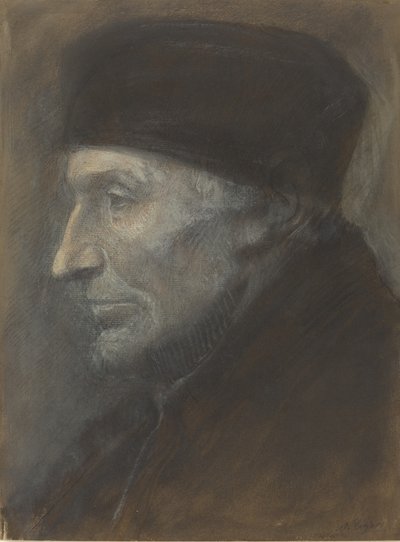 Głowa mężczyzny z jarmułką. autorstwa Alphonse Legros