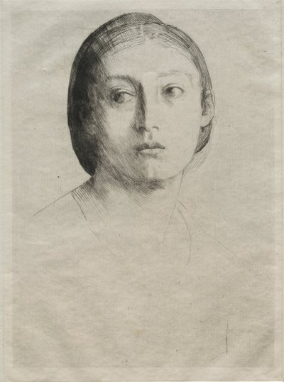 Głowa młodej dziewczyny. autorstwa Alphonse Legros