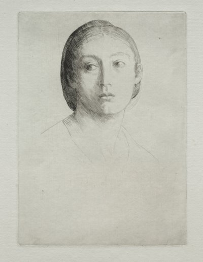 Głowa młodej dziewczyny. autorstwa Alphonse Legros