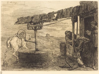 Młyn Le Manege z napędem konnym. autorstwa Alphonse Legros