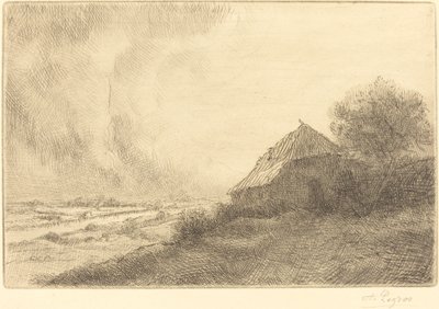 Hovel na wzgórzu Masure sur la colline. autorstwa Alphonse Legros