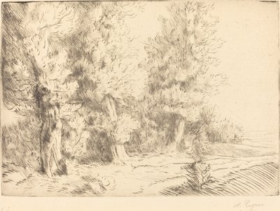 W lesie Fontainebleau (Dans la foret de Fontainebleau) autorstwa Alphonse Legros