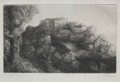 Krajobraz (z budynkami) autorstwa Alphonse Legros