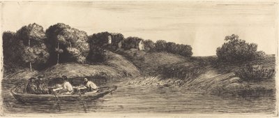 Krajobraz z łodzią, pierwsza płyta autorstwa Alphonse Legros