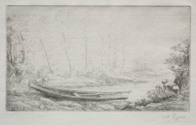 Wyjazd na ryby, we mgle autorstwa Alphonse Legros