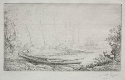 Wyjazd na ryby, we mgle. autorstwa Alphonse Legros