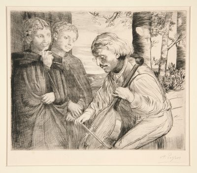 Grający na wiolonczeli autorstwa Alphonse Legros