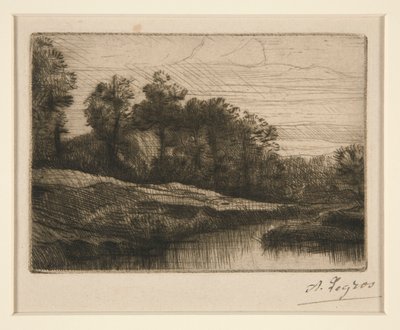 Wieczorny zachód słońca autorstwa Alphonse Legros