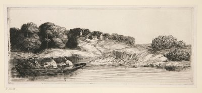 Pejzaż z łodzią (1. płyta) autorstwa Alphonse Legros