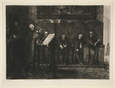 Les chantres espagnols lub Le lutrin (Hiszpańscy kantorzy lub Mównica) autorstwa Alphonse Legros