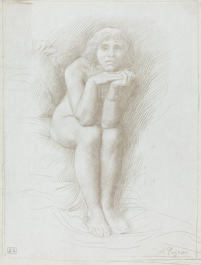 Nagi model siedzący. autorstwa Alphonse Legros