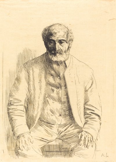 Stary człowiek posadził osła Vieillarda. autorstwa Alphonse Legros