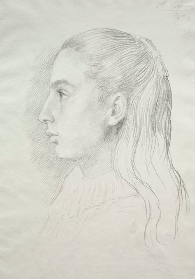 Portret panny Nory E. Legros, 1896. autorstwa Alphonse Legros