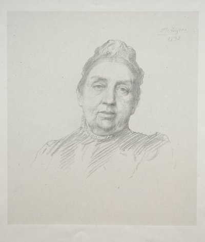 Portret Madame Kemp, widok z przodu 3. płyta. autorstwa Alphonse Legros