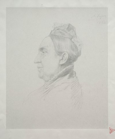 Portret Madame Kemp na drugiej płycie profilu. autorstwa Alphonse Legros