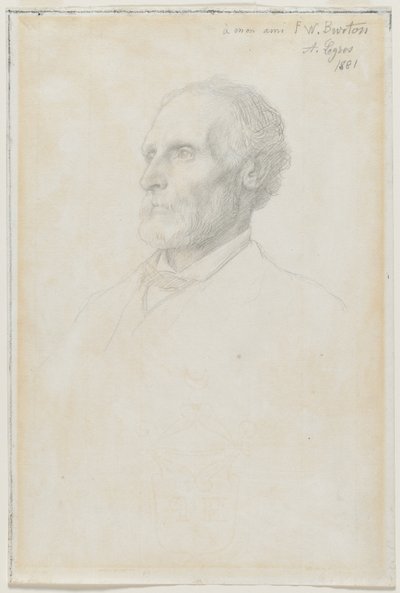Portret Sir Fredericka W. Burtona, dyrektora Galerii Narodowej, Londyn, 1881. autorstwa Alphonse Legros