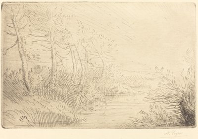 Brzeg rzeki Bord de la riviere. autorstwa Alphonse Legros