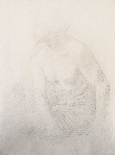 Siedzący Mężczyzna Akt (brązowa kreda na papierze) autorstwa Alphonse Legros
