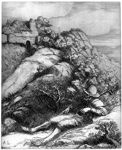 Odpoczywający pasterz, c1860-1910 1924 autorstwa Alphonse Legros