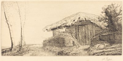 Chatka pasterska na zboczu wzgórza autorstwa Alphonse Legros