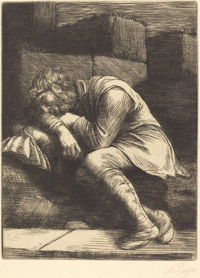 Śpiący żebrak autorstwa Alphonse Legros