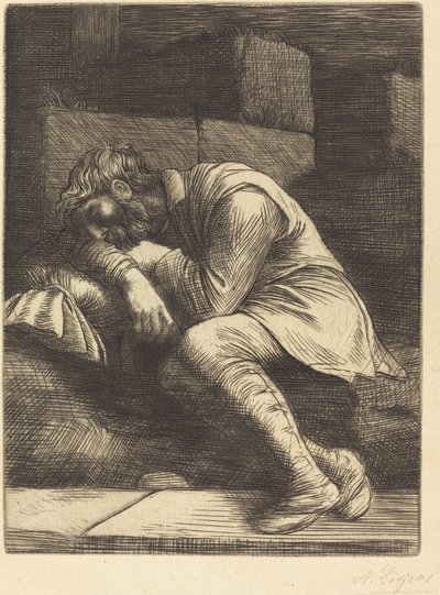 Śpiący żebrak autorstwa Alphonse Legros
