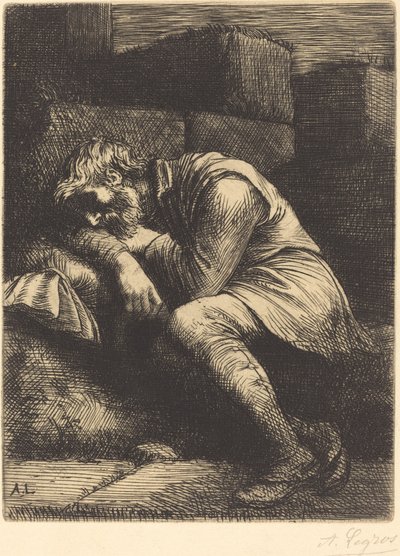 Śpiący żebrak autorstwa Alphonse Legros