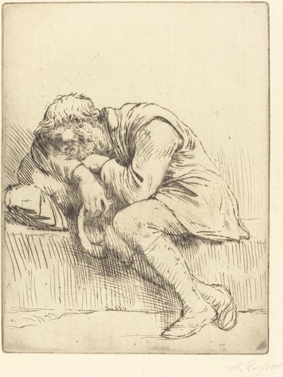 Śpiący żebrak autorstwa Alphonse Legros