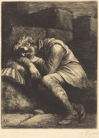 Śpiący żebrak autorstwa Alphonse Legros