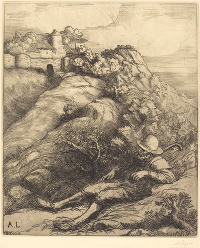 Śpiący Pasterz Le repos du berger. autorstwa Alphonse Legros