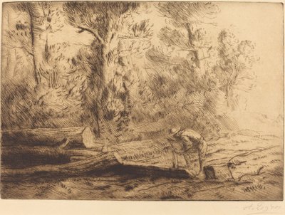 Kwadratowe kłody Człowiek, który dzieli kłody. autorstwa Alphonse Legros