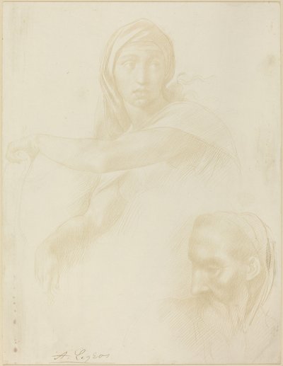 Studium Delfickiej Sybilli, Głowy Człowieka. autorstwa Alphonse Legros