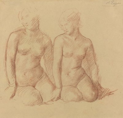 Studium dwóch postaci siedzących obok siebie. autorstwa Alphonse Legros