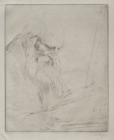 Studium czytającego człowieka. autorstwa Alphonse Legros