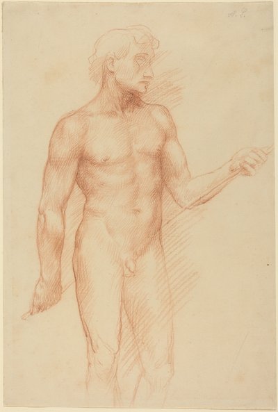 Studium postaci mężczyzny trzymającego pręt za plecami autorstwa Alphonse Legros