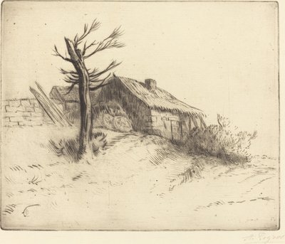 Domek kryty strzechą (Chaumiere) autorstwa Alphonse Legros