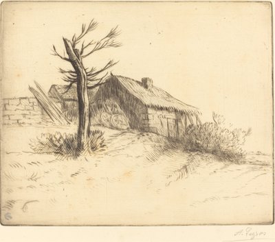 Domek kryty strzechą (Chaumiere) autorstwa Alphonse Legros